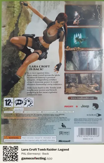 Lara Croft Tomb Raider: Legend Xbox 360, Germany box back