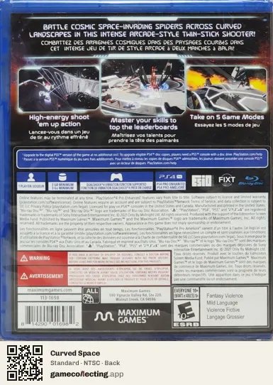 Curved Space PlayStation 4, NTSC box back
