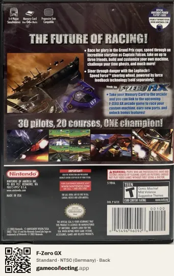 F-Zero GX Nintendo GameCube, Germany box back