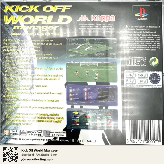 Kick Off World Manager PlayStation, Italy box back