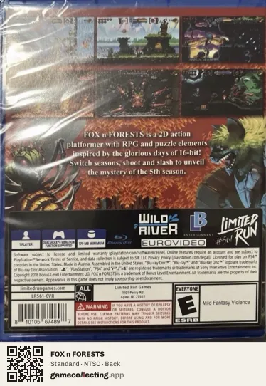 FOX n FORESTS PlayStation 4, NTSC box back