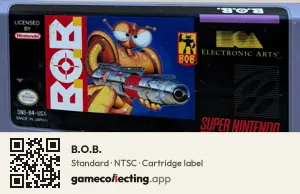 B.O.B. Super Nintendo Entertainment System, NTSC cartridge label