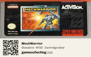 MechWarrior Super Nintendo Entertainment System, NTSC cartridge label