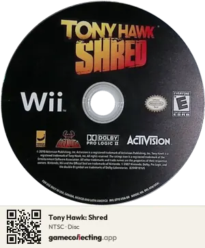 Tony Hawk: Shred Nintendo Wii, NTSC disc