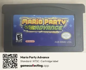 Mario Party Advance Game Boy Advance, NTSC cartridge label