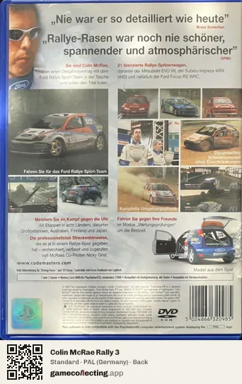 Colin McRae Rally 3 PlayStation 2, Germany box back