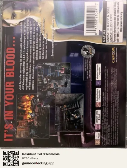 Resident Evil 3: Nemesis PlayStation, NTSC box back
