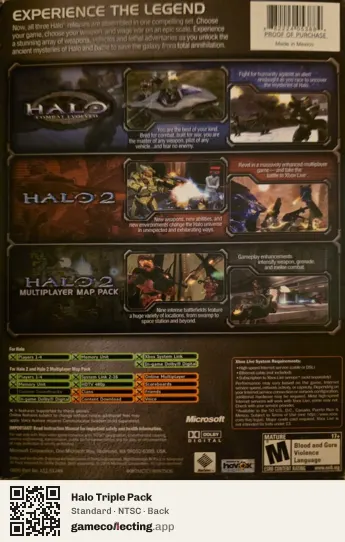 Halo Triple Pack Xbox, NTSC box back