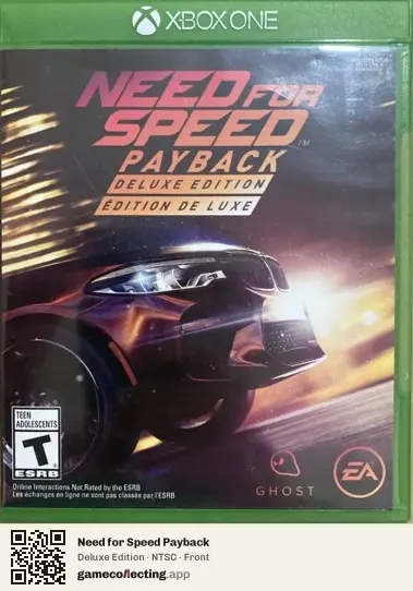 Need for Speed Payback Xbox One, NTSC box front