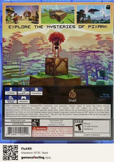 PixARK PlayStation 4, NTSC box back
