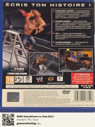 WWE SmackDown vs. Raw 2011 PlayStation 2, PAL box back