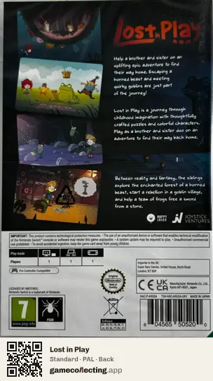 Lost in Play Nintendo Switch, PAL box back