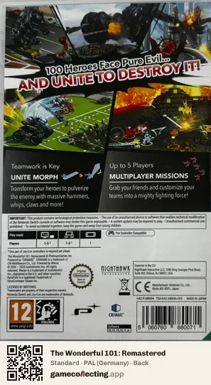 The Wonderful 101: Remastered Nintendo Switch, Germany box back