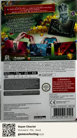Super Chariot Nintendo Switch, PAL box back