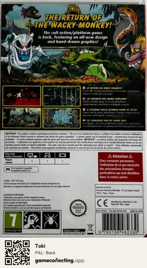 Toki Nintendo Switch, PAL box back