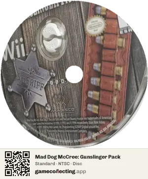 Mad Dog McCree: Gunslinger Pack Nintendo Wii, NTSC disc
