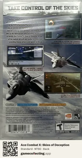 Ace Combat X: Skies of Deception PlayStation Portable, NTSC box back