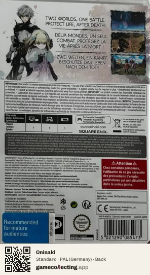 Oninaki Nintendo Switch, Germany box back