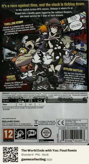 The World Ends with You: Final Remix Nintendo Switch, PAL box back
