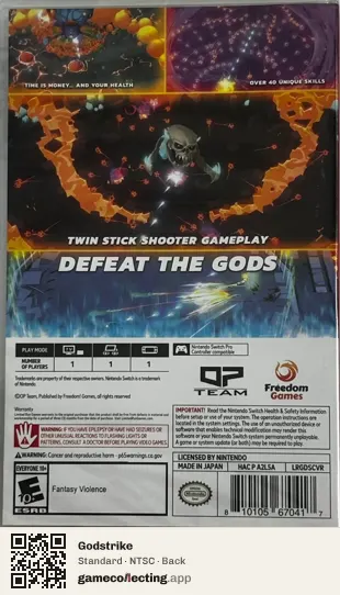 Godstrike Nintendo Switch, NTSC box back