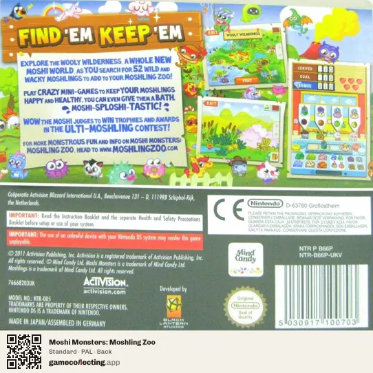 Moshi Monsters: Moshling Zoo Nintendo DS, PAL box back