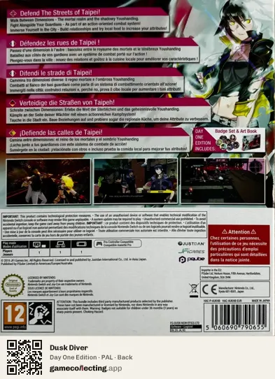 Dusk Diver Nintendo Switch, PAL box back