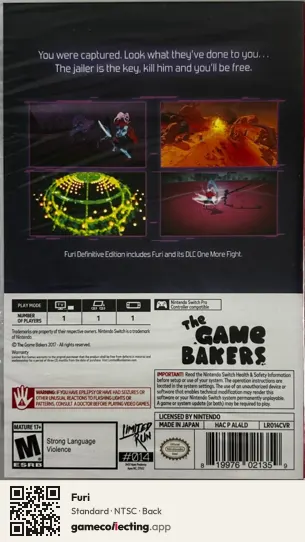 Furi Nintendo Switch, NTSC box back