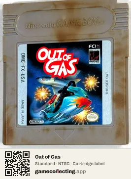 Out of Gas Game Boy, NTSC cartridge label