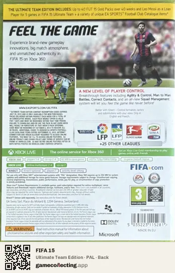 FIFA 15 Xbox 360, PAL box back
