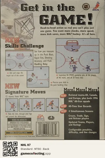 NHL 97 Sega Mega Drive / Genesis, NTSC box back