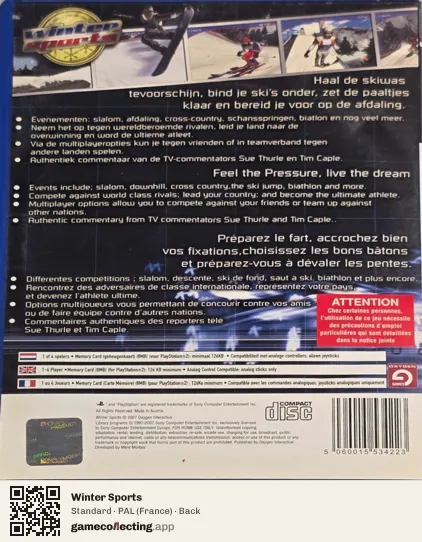 Winter Sports PlayStation 2, France box back