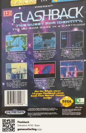 Flashback Sega Mega Drive / Genesis, NTSC box back
