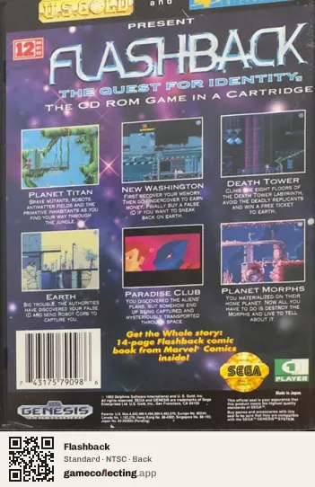 Flashback Sega Mega Drive / Genesis, NTSC box back