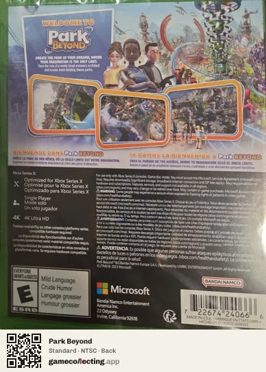 Park Beyond Xbox Series X, NTSC box back