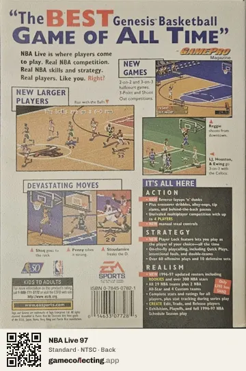 NBA Live 97 Sega Mega Drive / Genesis, NTSC box back