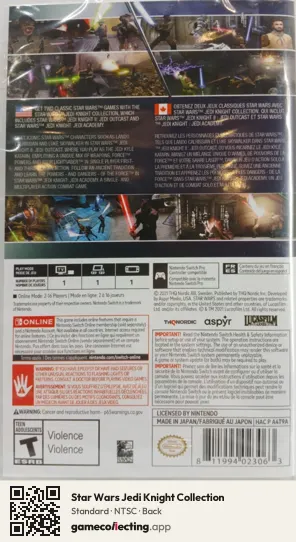 Star Wars Jedi Knight Collection Nintendo Switch, NTSC box back
