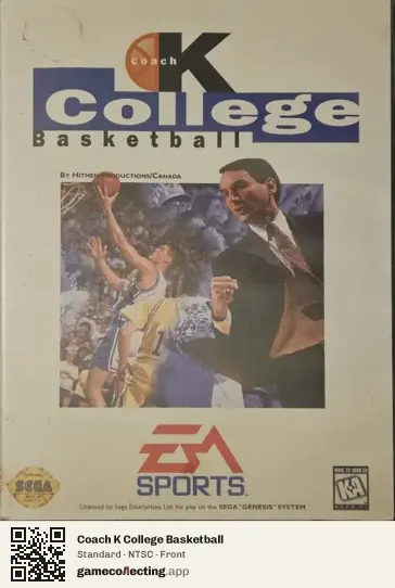 Coach K College Basketball Sega Mega Drive / Genesis, NTSC box front
