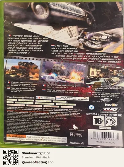 Stuntman: Ignition Xbox 360, PAL box back