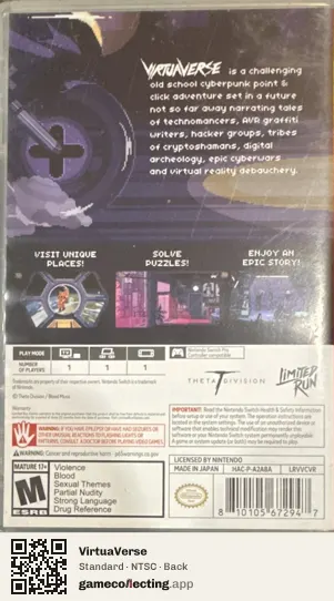 VirtuaVerse Nintendo Switch, NTSC box back