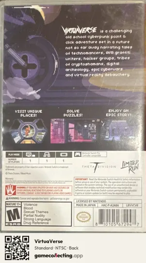 VirtuaVerse Nintendo Switch, NTSC box back