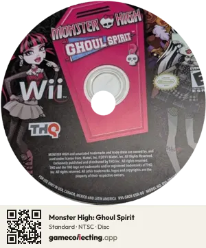 Monster High: Ghoul Spirit Nintendo Wii, NTSC disc