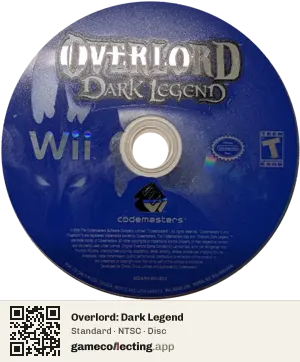 Overlord: Dark Legend Nintendo Wii, NTSC disc