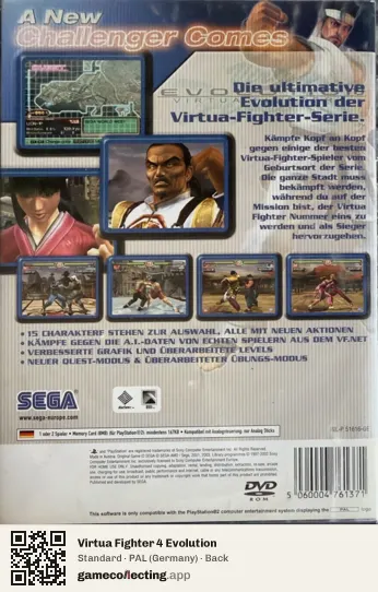 Virtua Fighter 4 Evolution PlayStation 2, Germany box back