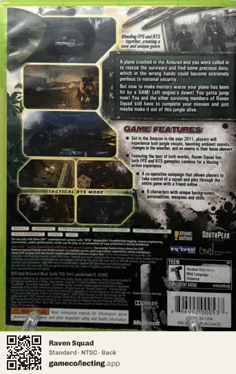 Raven Squad Xbox 360, NTSC box back