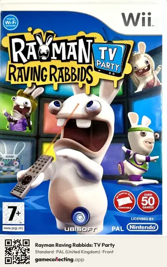 Rayman Raving Rabbids: TV Party Nintendo Wii, United Kingdom box front