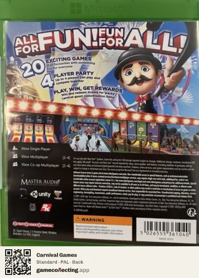 Carnival Games Xbox One, PAL box back