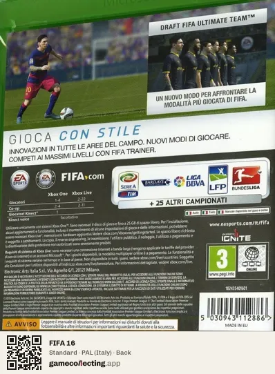 FIFA 16 Xbox One, Italy box back