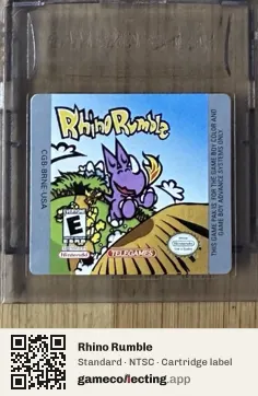 Rhino Rumble Game Boy Color, NTSC cartridge label