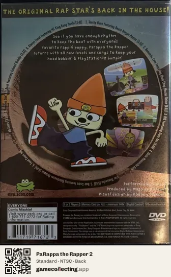 PaRappa the Rapper 2 PlayStation 2, NTSC box back