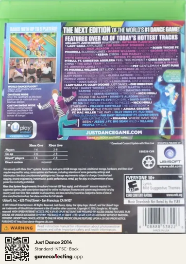 Just Dance 2014 Xbox One, NTSC box back